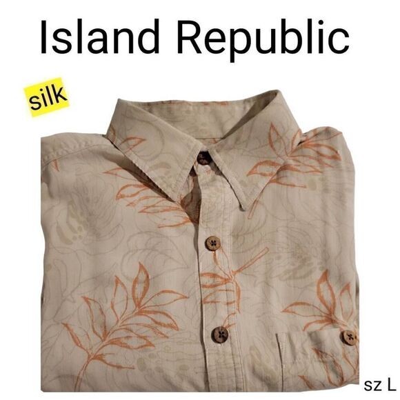 Island Republic Vacation 100% Silk Short Sleeve Button Down Shirt - Picture 1 of 6